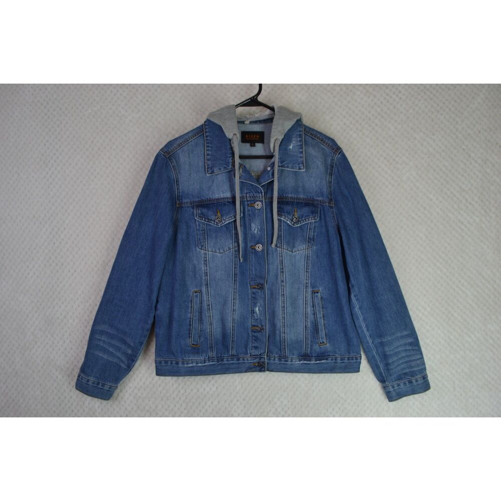 Risen Relaxed Denim Jacket with Detachable Hood Women's Large